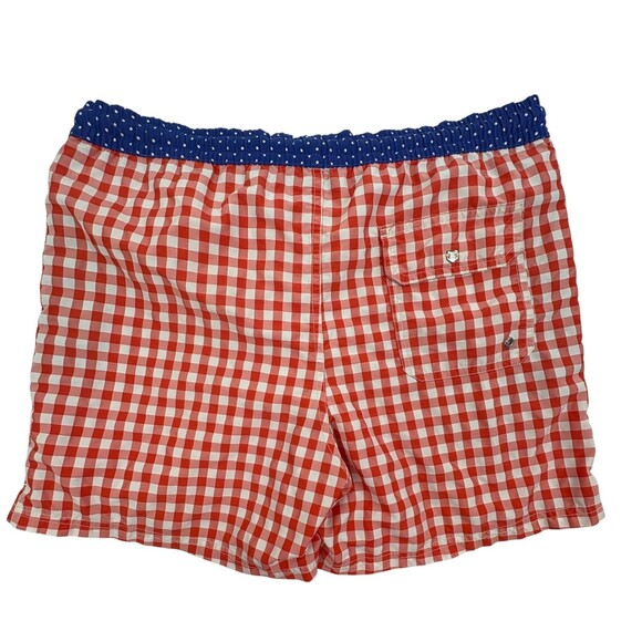 Massimo Dutti Swim Shorts M Red Gingham Navy Polka Dot Preppy Beach - Picture 6 of 15